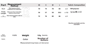 Size chart showing chest and length measurements for the asymmetric pleated women top