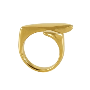 Moderner geometrischer verstellbarer Ring aus 18k vergoldetem Edelstahl mit Hochglanz