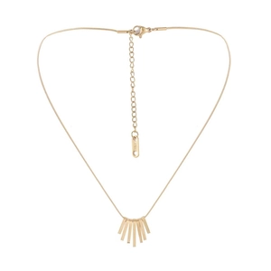 Minimalist gold bar fringe pendant necklace in polished stainless steel for women