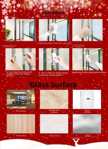 Guide for applying Christmas snowflake static stickers on glass, tiles and smooth surfaces