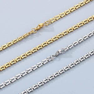 18k gold plated stainless steel H-link chain necklace set in gold and silver finish