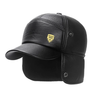 Winter Kunstleder Baseballkappe Warm Plüsch Ohrenschützer Winddicht Outdoor Ohrenschutz Hut Herren