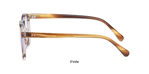 Detail view of tortoiseshell acetate eyeglass frame temple with CE model markings
