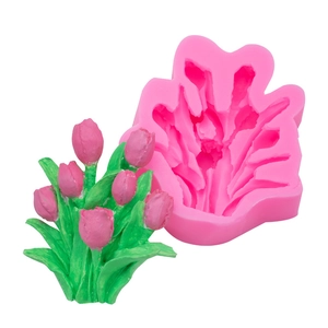 Tulip bouquet silicone mold for scented candles and DIY fondant cake decorations