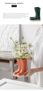 Creative ceramic boot-shaped flower vase with glossy glaze for modern home interior decor