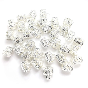 Hollow flower pattern 18K gold plated silver beads for DIY jewelry making with hanging loop