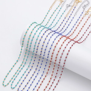 S925 sterling silver colorful beaded necklaces in turquoise, blue and red on white stand