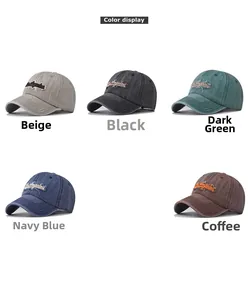 Color display of vintage washed Los Angeles embroidered baseball caps in five retro colors