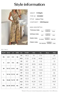 Detailed size chart for the floral print high waist jumpsuit in CM and INCH