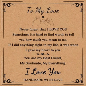 Handmade kraft paper gift card for lovers with To My Love message and vintage border