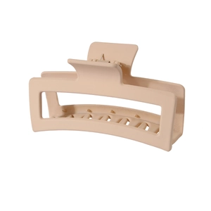 Matte beige 13cm oversized square hair claw clip for thick hair on white background