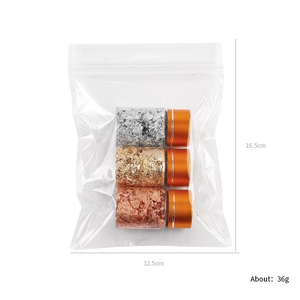 Three-pack metallic foil flakes in gold silver and rose gold for DIY nail art and crafts