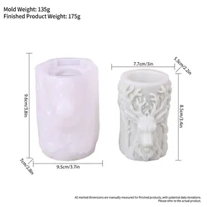 DIY Christmas elk relief cylinder silicone mold for candles and holiday tree ornaments