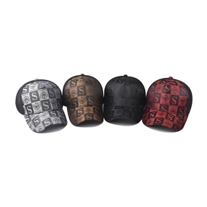 Plaid baseball caps with mesh back featuring S-letter logo in four various colors