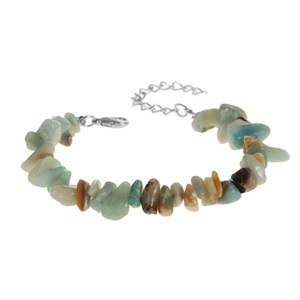 Detail of adjustable lobster clasp and heart pendant on natural stone bead bracelet