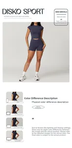 Detail of high-waist yoga shorts with V-shaped waistband and form-fitting sports top