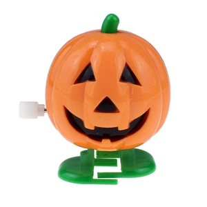 Giocattolo meccanico a molla a forma di zucca in plastica arancione per Halloween