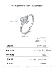 Detailed view of S925 sterling silver ring with clover design and tiny moissanite stones