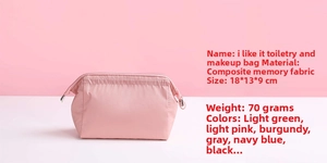 Detailed size view of pink waterproof cosmetic bag showing 18x13x9cm measurements