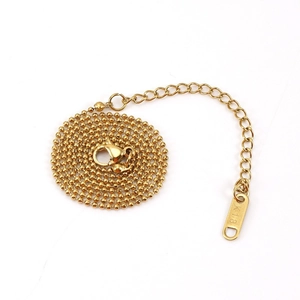 18K gold plated stainless steel bead choker necklace with lobster clasp and K18 tag
