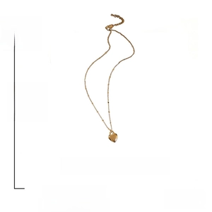 Detail view of heart pendant necklace with dimensions 44.6cm length and 10g weight