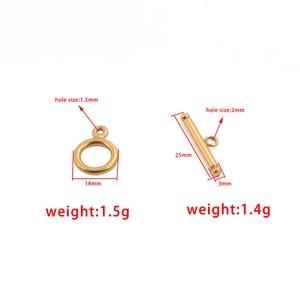 Specifiche del set di chiusura a levetta OT in acciaio dorato con dimensioni e pesi