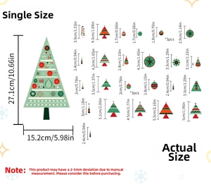 Detaillierte Größenangaben für Weihnachtsbaum-Wandsticker und festliche Fensteraufkleber