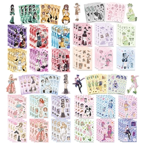 Bulk set of aesthetic Korean cartoon girl stickers for phone case and scrapbooking DIY