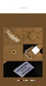 Detail view of cotton baseball cap with embroidery, metal buckle, and fabric texture