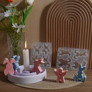Molde de silicona de conejo de Pascua y ángel para manualidades de yeso y velas DIY