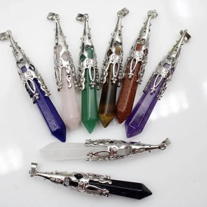 Natuurlijk Kristal Zeshoekige Kolom Hanger Ketting Kogelvorm Genezende Steen Legering Filigraan Vintage Boho Dames Heren