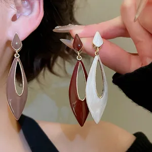 Hollow Water Drop Dangle Earrings Enamel Alloy Vintage Jewelry With 925 Sterling Silver Earring Post For Women