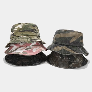 Camouflage Fischerhut Gewaschene Baumwolle Atmungsaktiv Outdoor Sonnenschutz Breite Krempe Retro Anglerhut Herren Damen