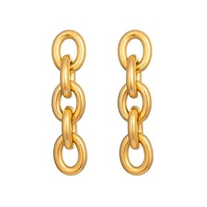 Boucles d'oreilles minimalistes en acier inoxydable doré avec quatre maillons ovales
