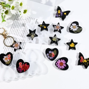 Molde silicona DIY con mariposa corazón y estrella para llaveros de resina floral
