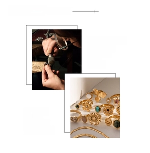 Detail of 18K gold plated vintage rings showcasing vacuum plating and manual polishing