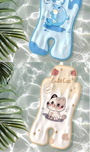 Detail of gel cooling mats for strollers featuring cartoon dolphin and cat patterns