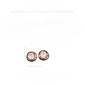 Detail showing dimensions of 18K gold plated oval vintage stud earrings with crystal