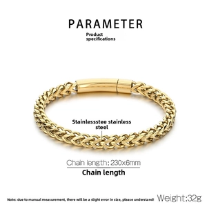 Detailed specs of 6mm gold stainless steel wheat link chain with cylindrical clasp