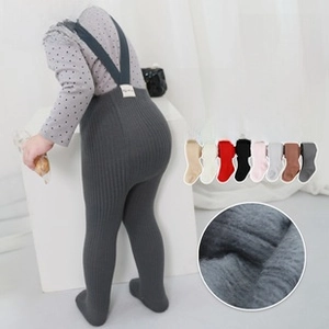 Close-up of knit vertical stripes and soft fleece lining for baby tights 10-20°C
