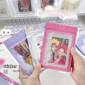 Holographic pink self-sealing bags for jewelry storage in 100x150mm size