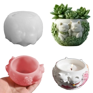 Cat Relief Silicone Mold For DIY Candle Cup Flower Pot Succulent Planter Handcrafted Storage Container Home Decor