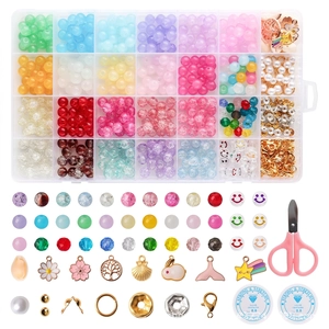 DIY jewelry making kit with 24-grid storage box, assorted beads and tools set