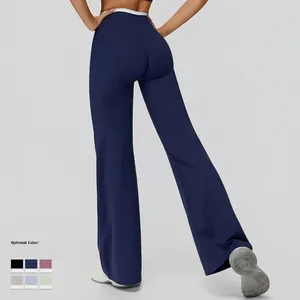 Pantalon de yoga évasé bleu marine à taille haute avec effet galbant fessier