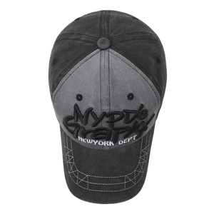 Vintage washed cotton baseball cap with NYPD'S embroidery in two-tone grey and black