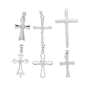 Collection de six pendentifs croix en argent sterling S925 dans divers styles hip-hop punk