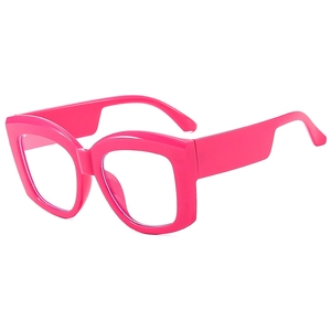 Occhiali quadrati oversize rosso rosa con filtro anti-luce blu e aste larghe da donna