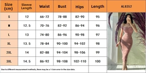 Detailed size chart for the off-shoulder ruched solid color summer maxi dress