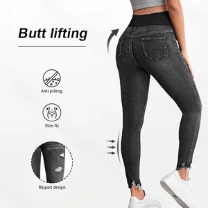 Slim fit maternity jeans with belly support and distressed hem in washed black denim
