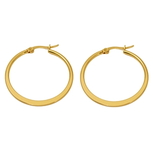 Exaggerated large golden stainless steel hoop earrings with minimalist high-end design